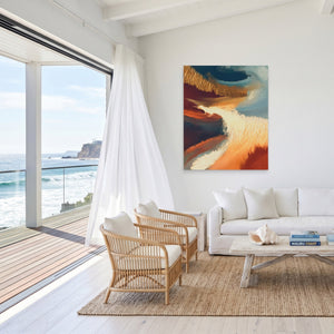 Moonlit Waves Swirl canvas wall art, room view