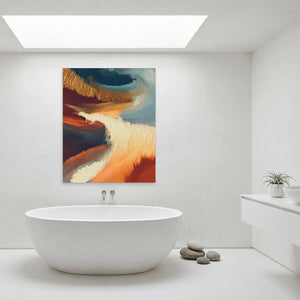 Moonlit Waves Swirl canvas wall art, room view