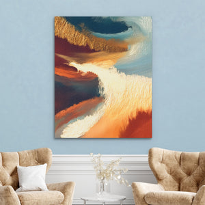 Moonlit Waves Swirl canvas wall art, room view