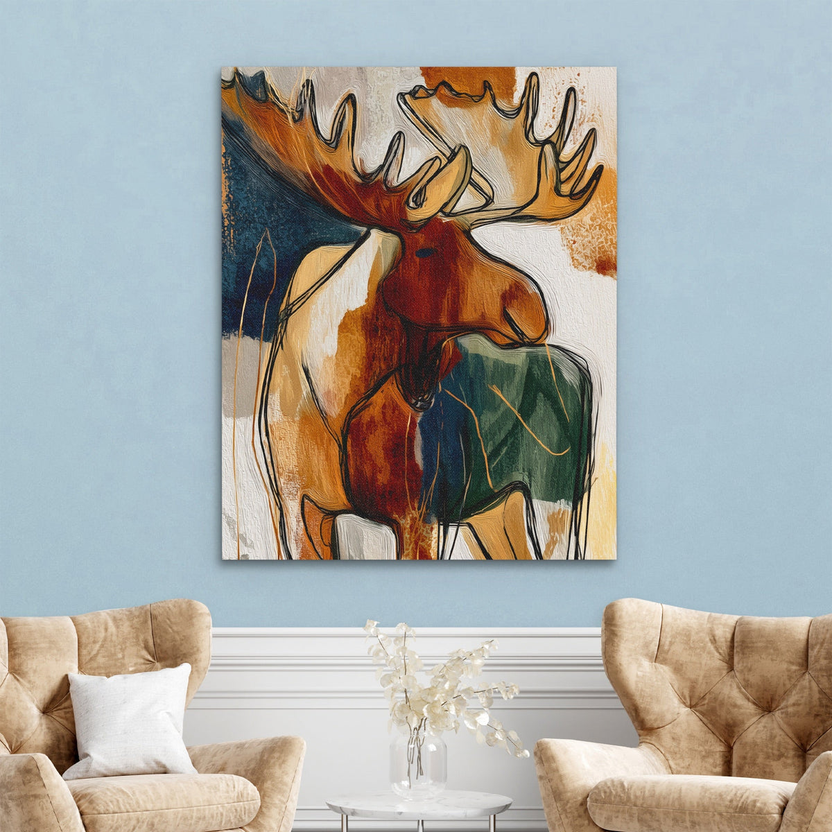 Moose Amber Profile canvas wall art, room view