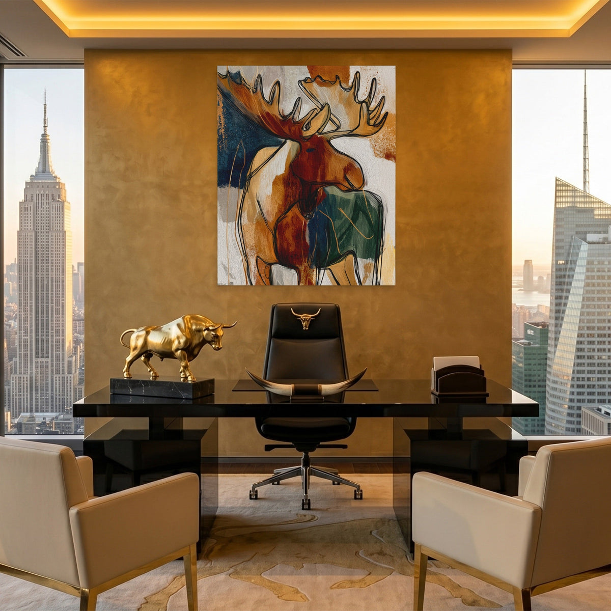 Moose Amber Profile canvas wall art, room view