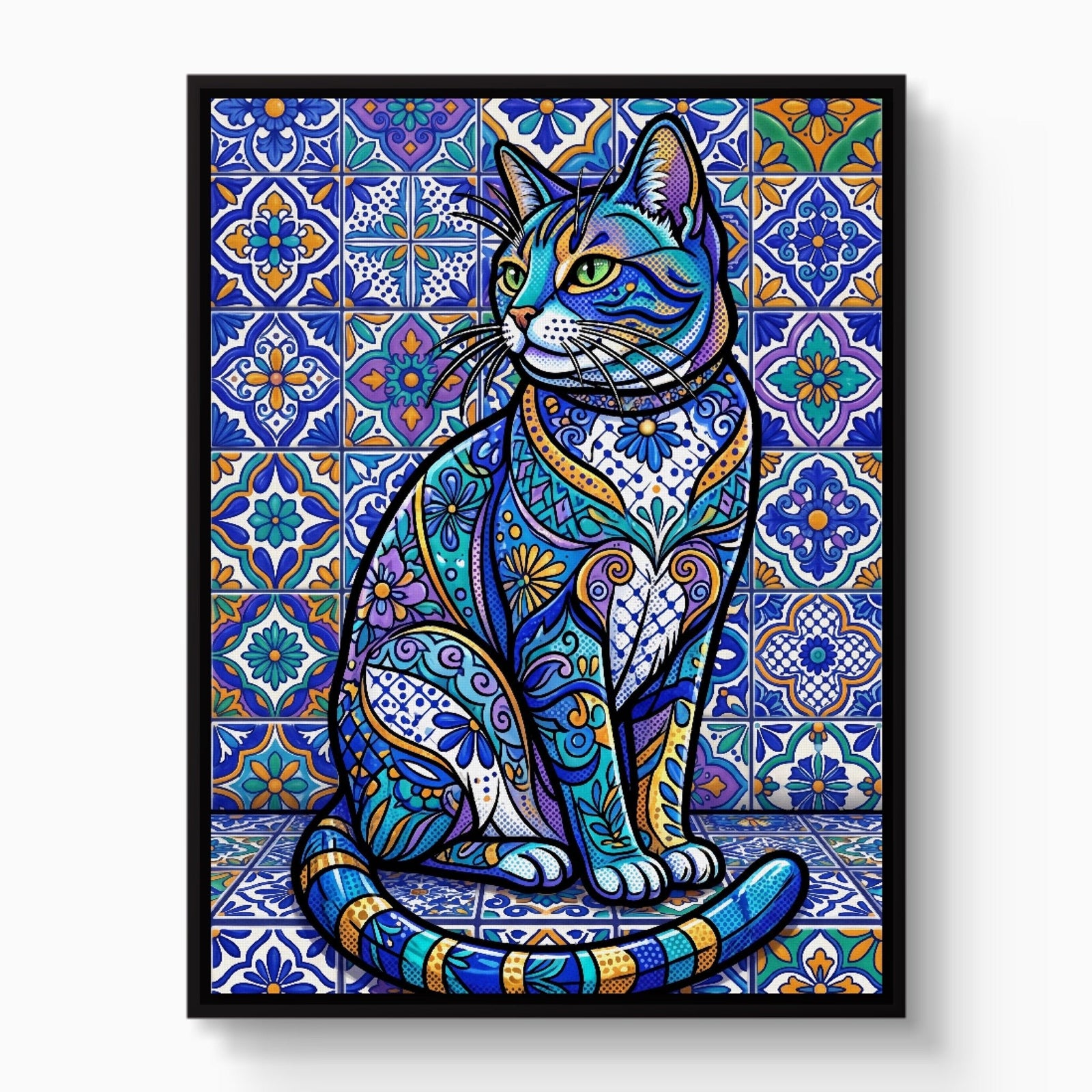 Mosaic Cat Azure - Luxury Wall Art