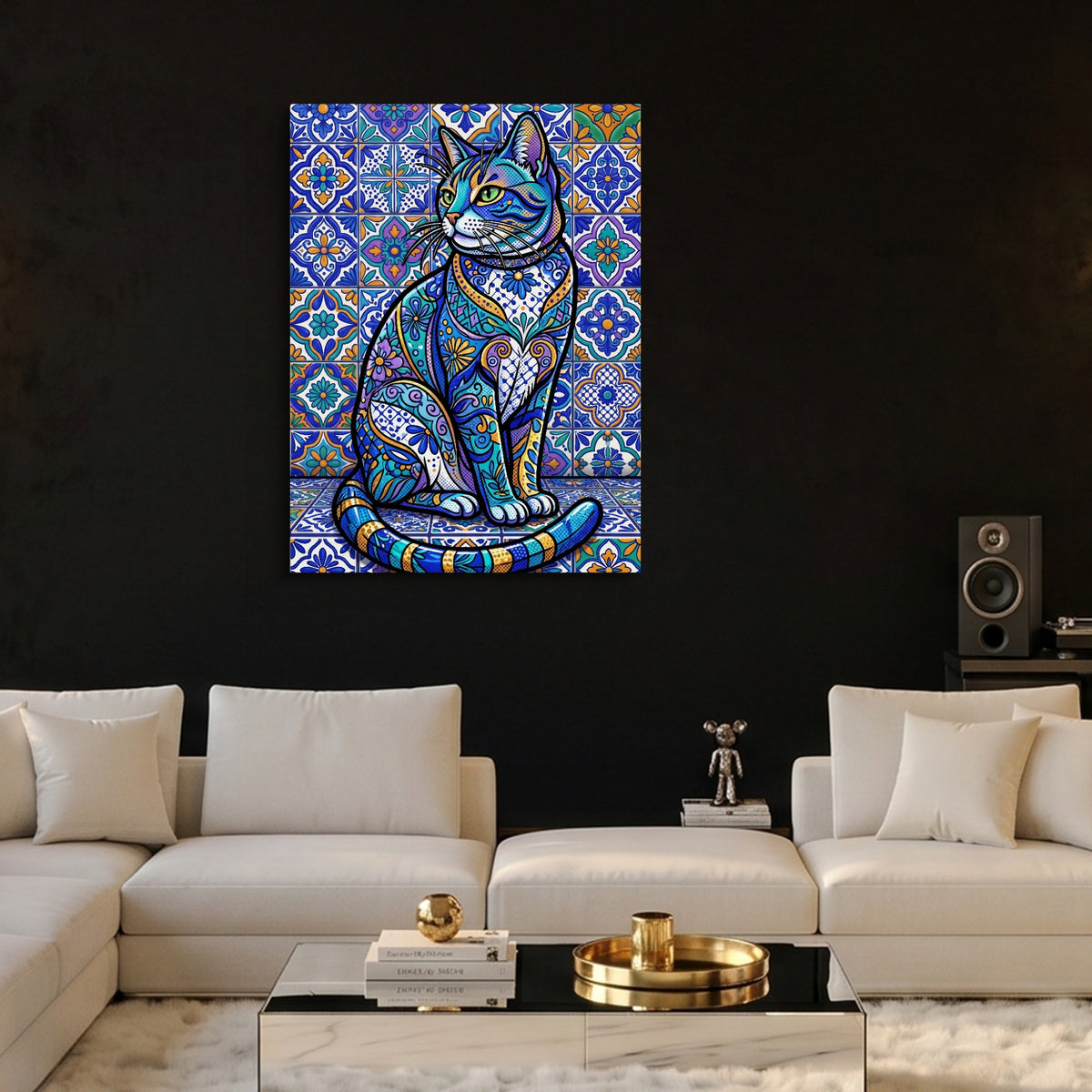 Mosaic Cat Azure — mosaic cat azure sq hype beast land v2 1port flush print