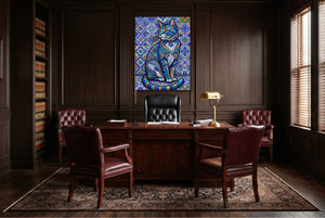 Mosaic Cat Azure — mosaic cat azure wooden office with desk 1port flush print