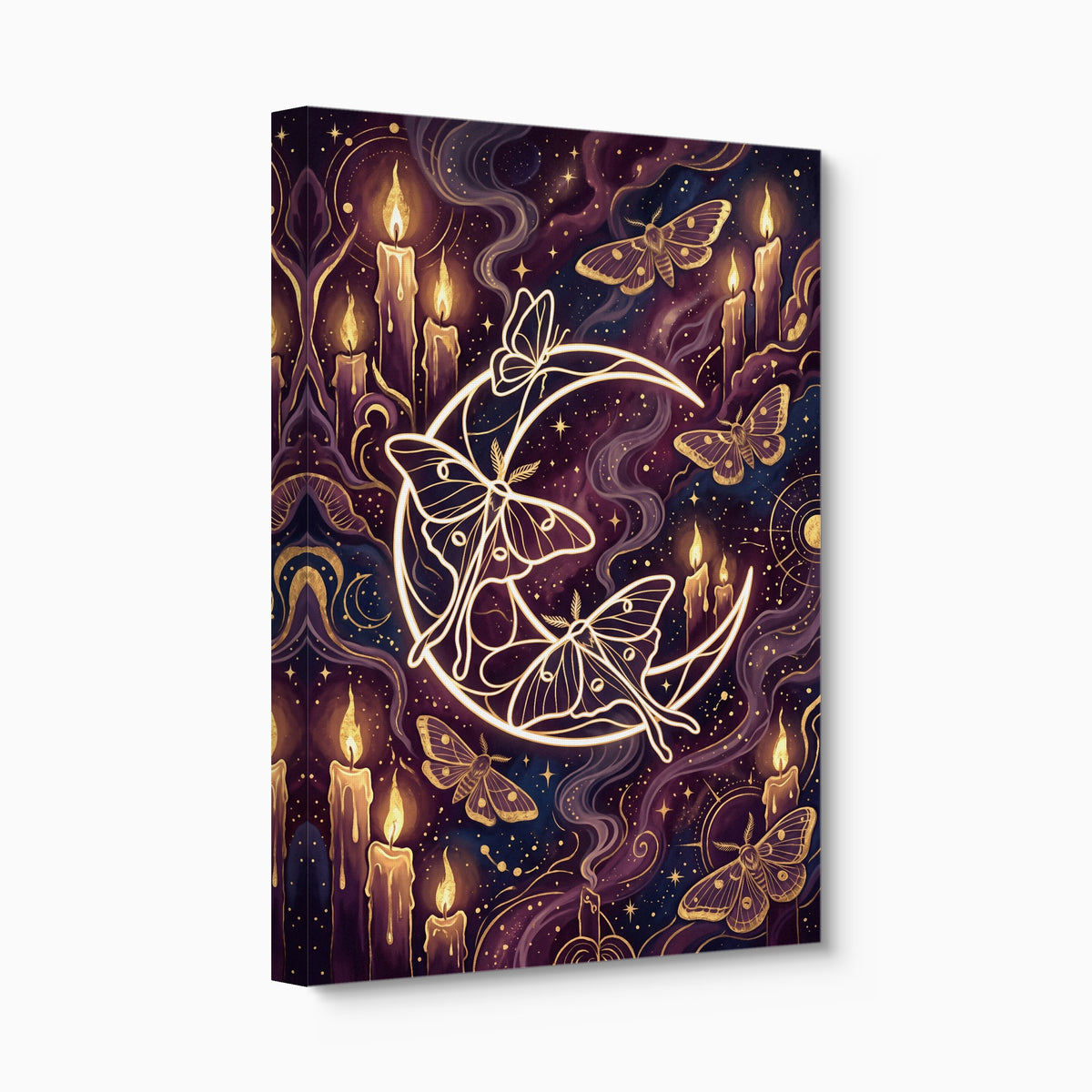 Moths Golden Glow — moths golden glow angled flush print