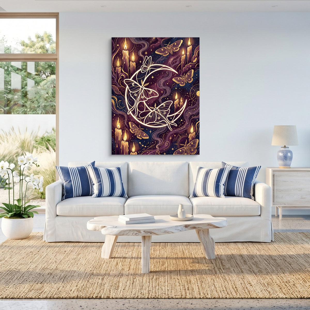 Moths Golden Glow — moths golden glow sq beach house 1port flush print