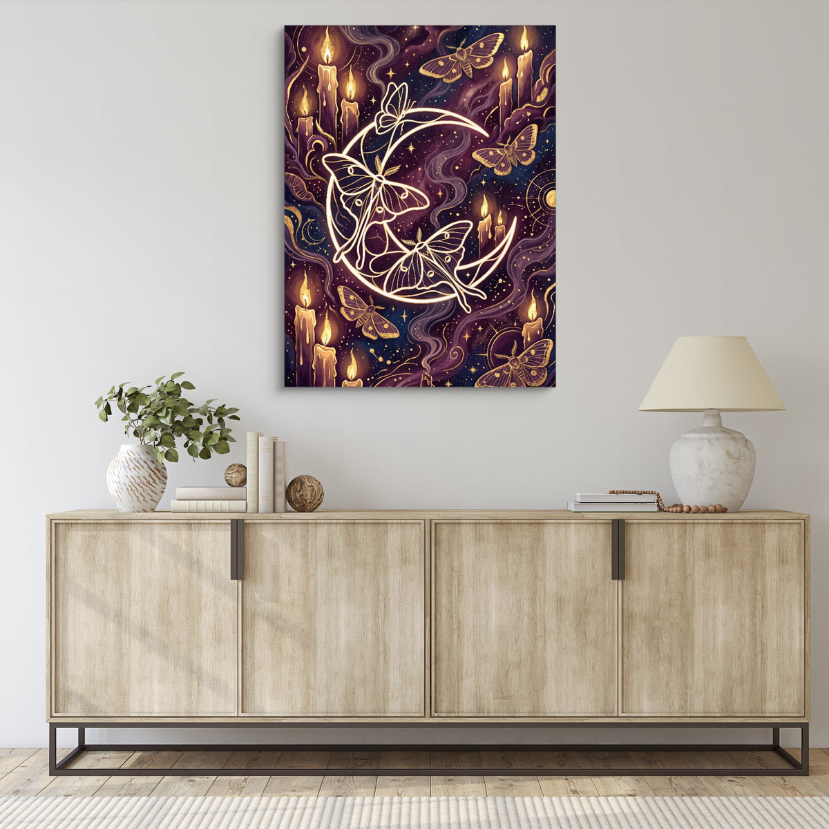 Moths Golden Glow — moths golden glow sq living room desk 1port flush print