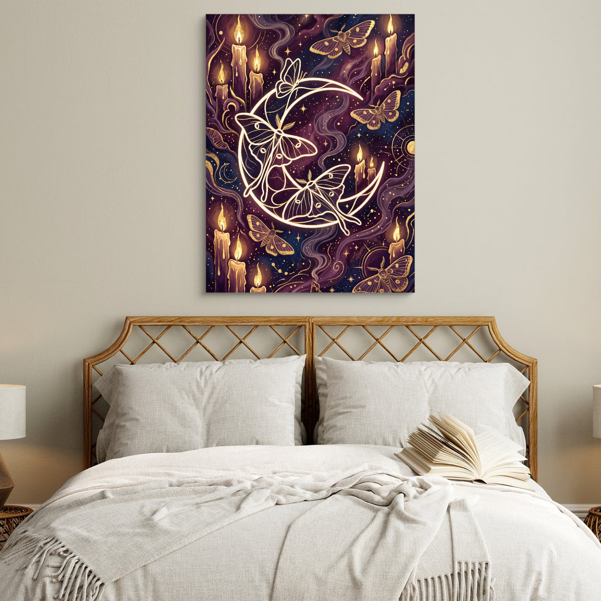 Moths Golden Glow — moths golden glow sq white bedroom 1port flush print