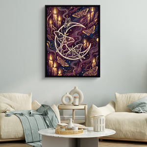 Moths Golden Glow — moths golden glow sq white couches 1port framed black