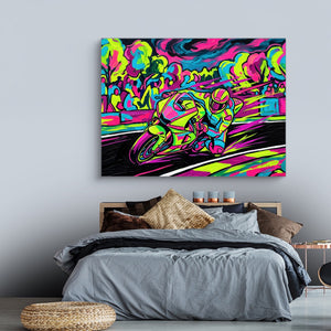 Motorcycle Neon Flash — motorcycle neon flash sq land comfortable bedroom 1land flush print