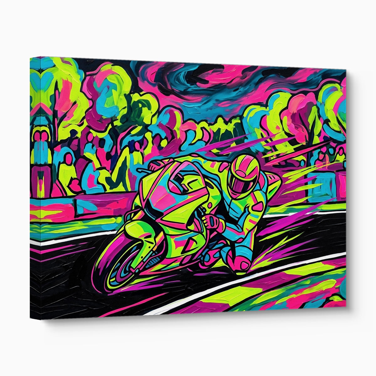 Motorcycle Neon Flash — motorcycle neon flash angled flush print
