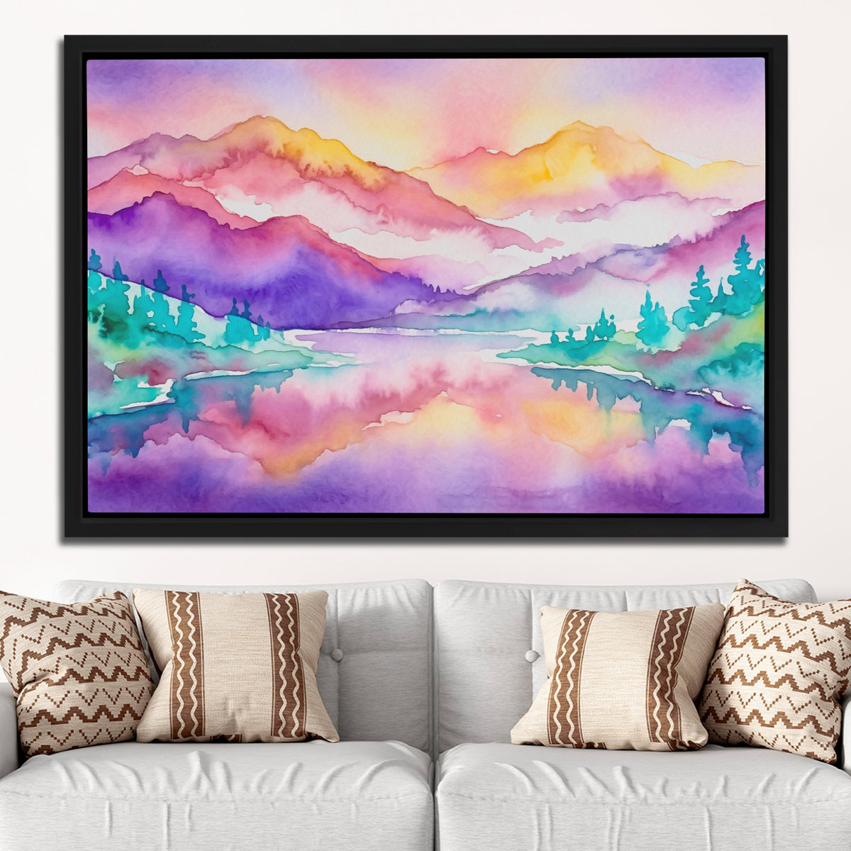 Mountain Lake Reflection — Mountain Lake Reflection White Groovy Couch Close 264