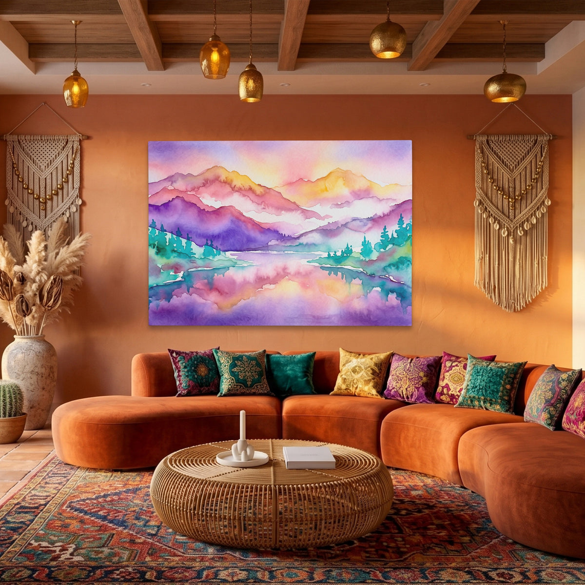 Mountain Lake Reflection — Mountain Lake Reflection Boho Living Land 64
