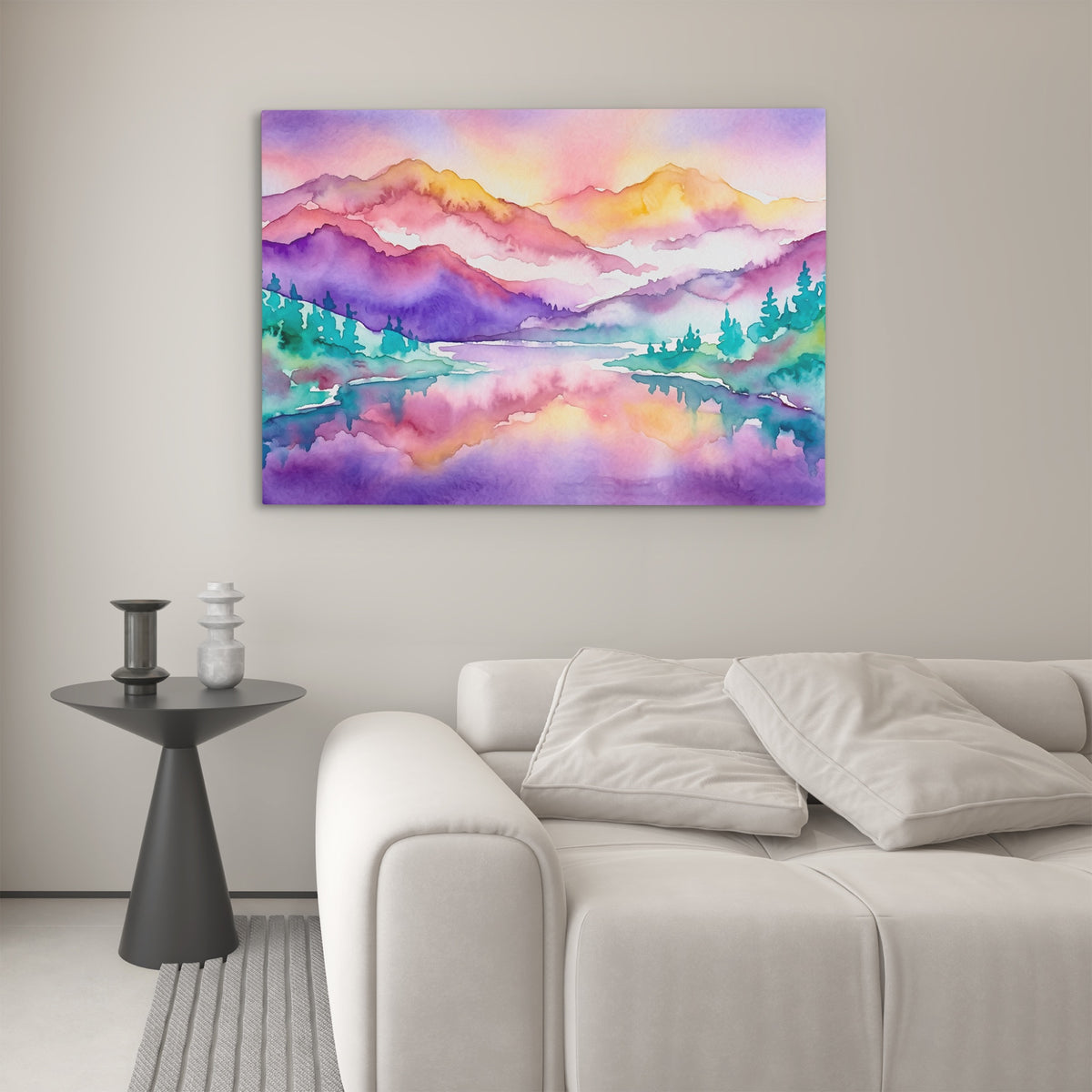 Mountain Lake Reflection — Mountain Lake Reflection Luxury White Couch 184