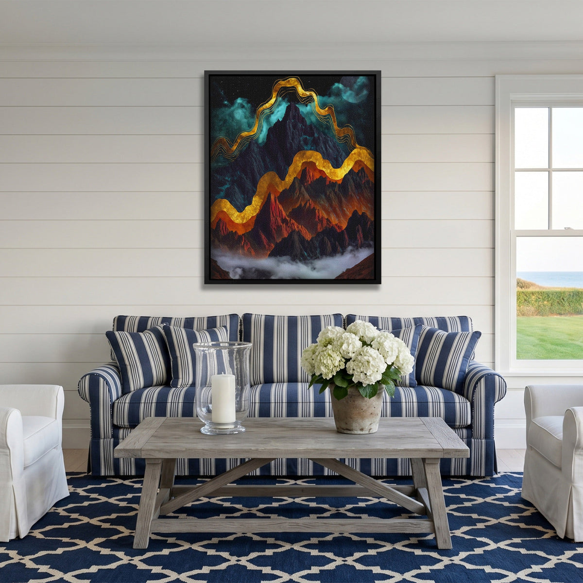 Mountain Peaks Luminous canvas wall art, room view