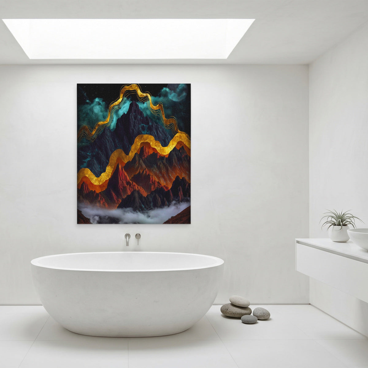 Mountain Peaks Luminous canvas wall art, room view