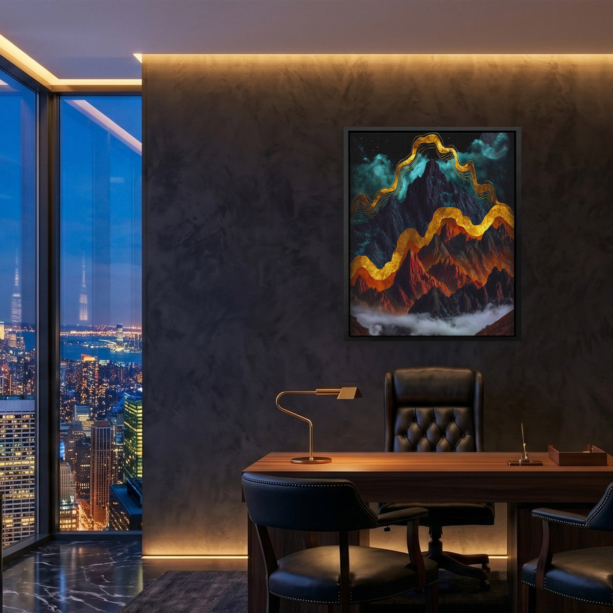 Mountain Peaks Luminous canvas wall art, room view