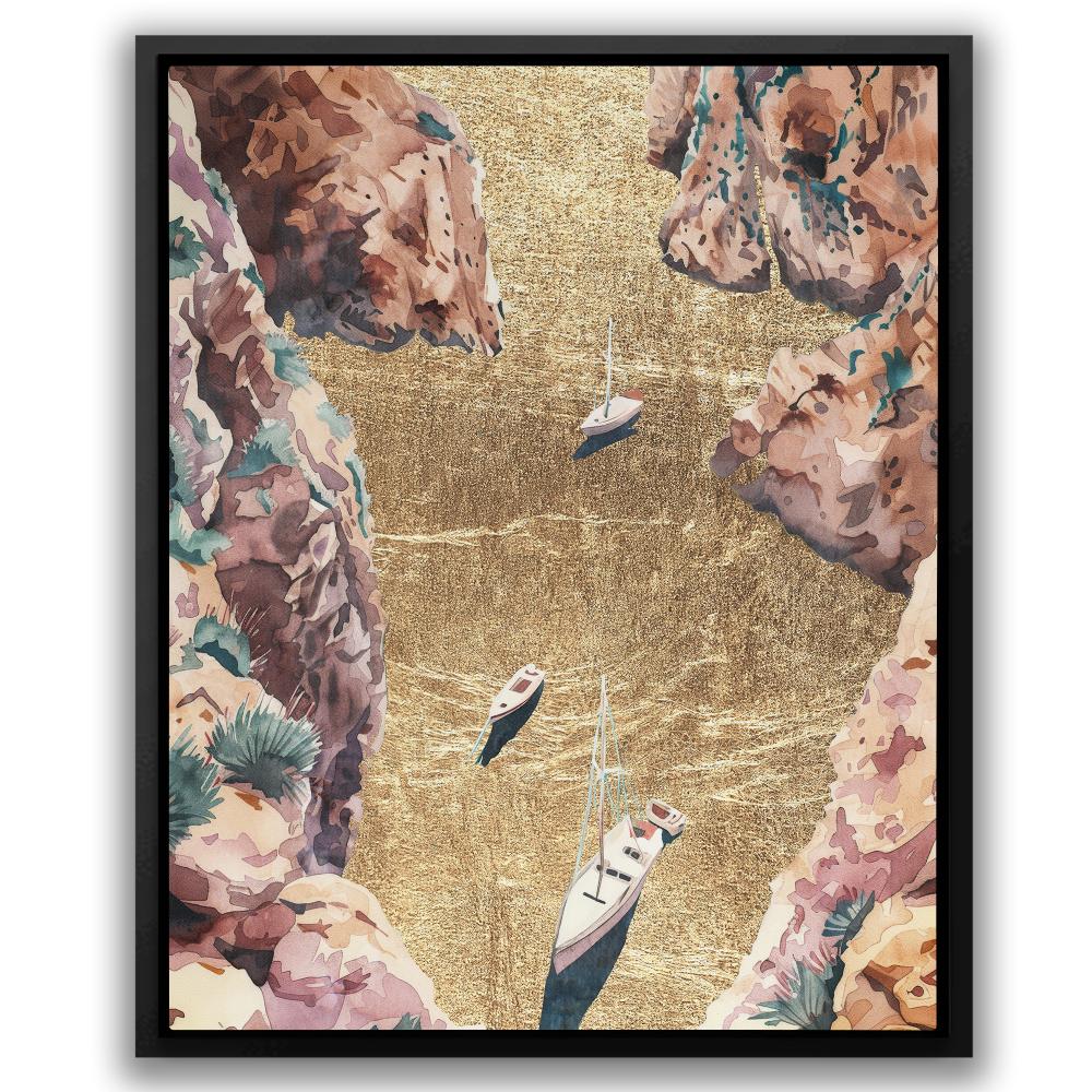 Mountain River of Gold - Luxury Wall Art