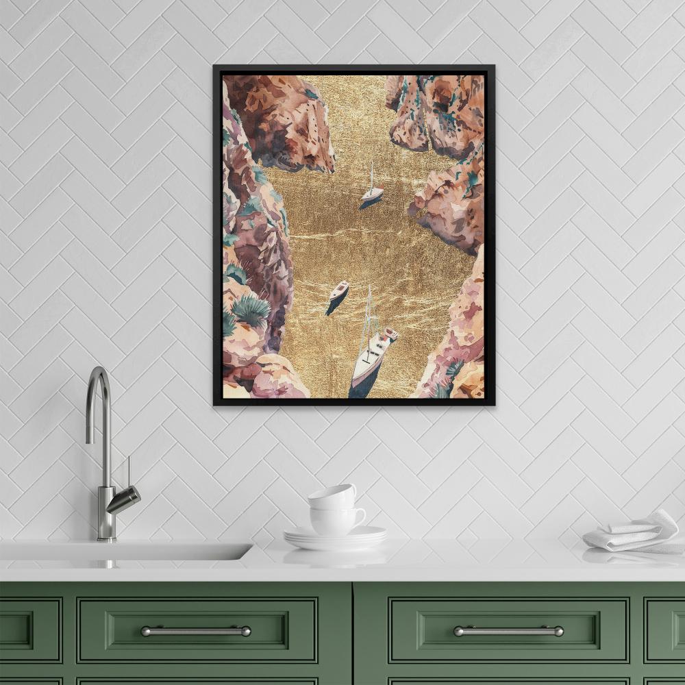 Mountain River of Gold - Luxury Wall Art