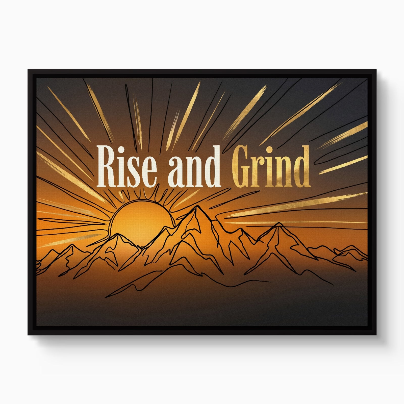 Mountains Golden Sunrise — mountains golden sunrise white studio framed black