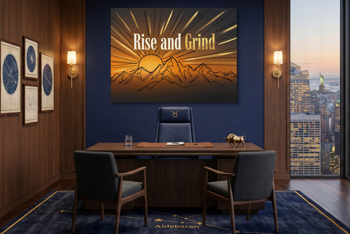 Mountains Golden Sunrise — mountains golden sunrise office with city view 1land flush print