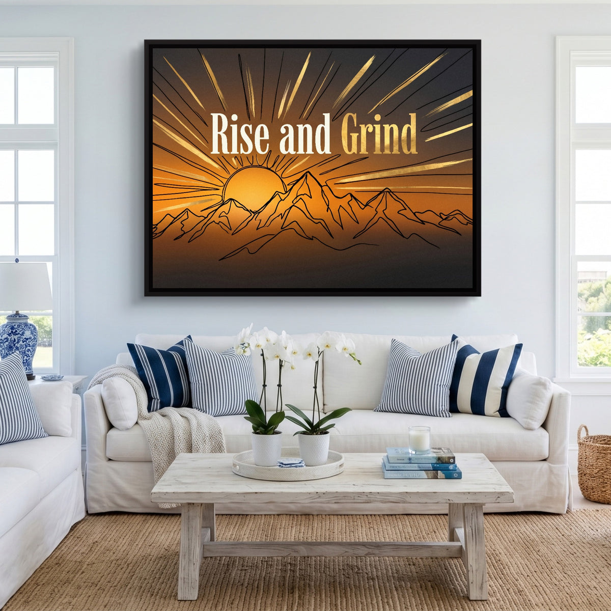 Mountains Golden Sunrise — mountains golden sunrise sq cute livingroom 1land framed black