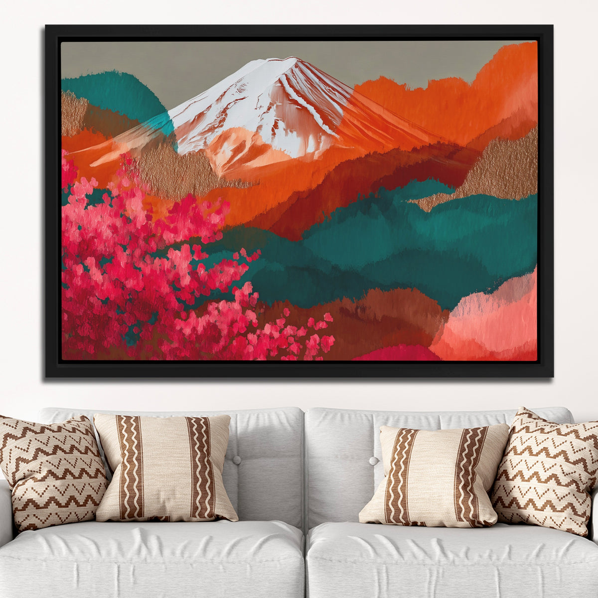 Mt. Fuji Crimson Blossom — Mt. Fuji Crimson Blossom White Groovy Couch Close 266
