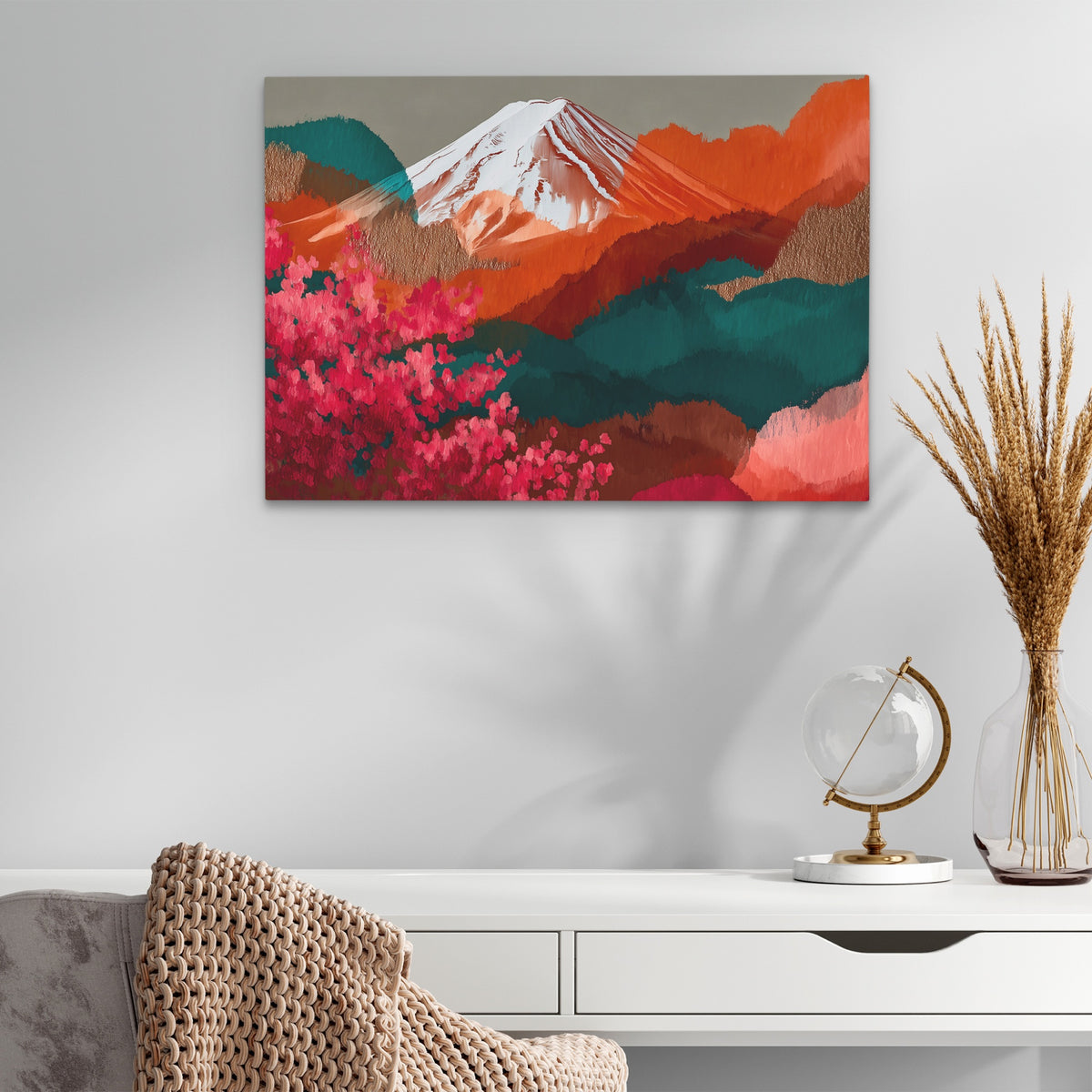 Mt. Fuji Crimson Blossom — Mt. Fuji Crimson Blossom White Office Glass land 286