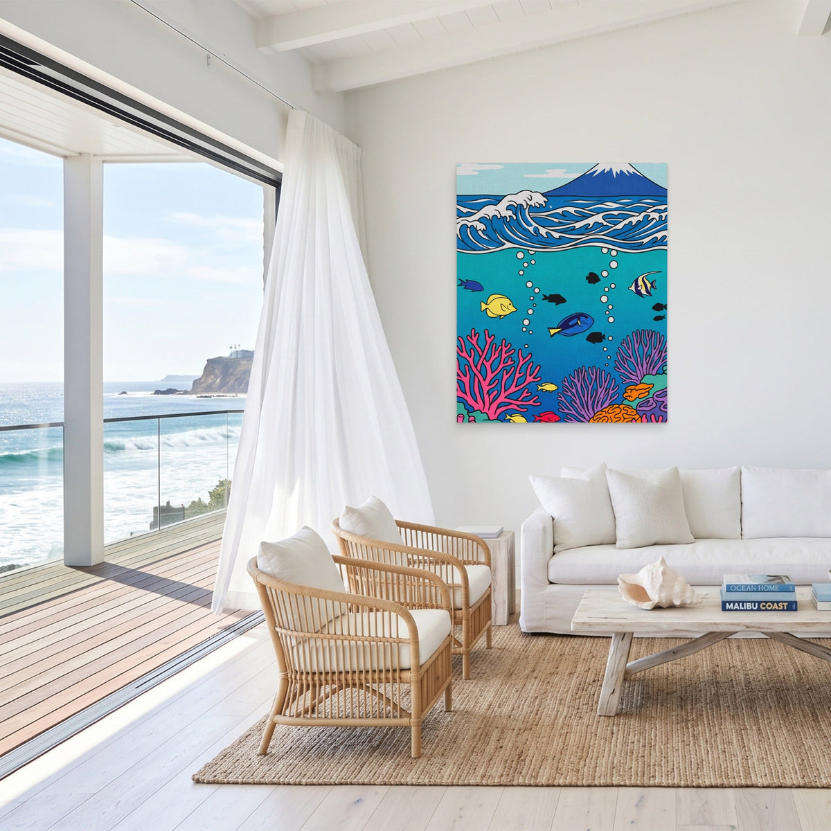 Mt. Fuji Underwater canvas wall art, room view