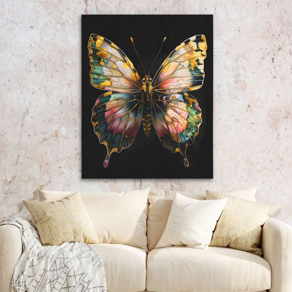 Multicolor Butterfly - Nature Wall Art in Black Frame