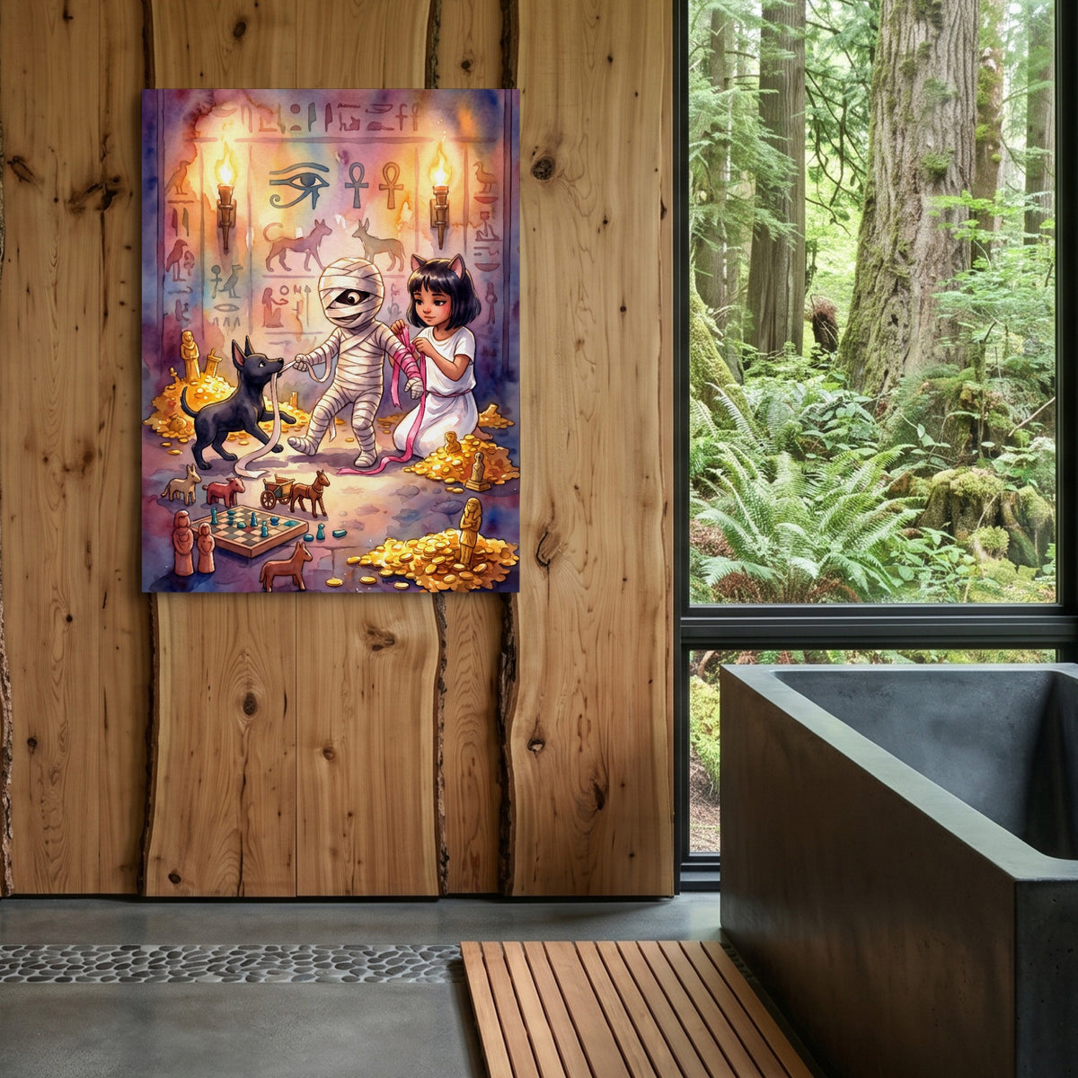 Mummy's Playful Bandages — mummy's playful bandages sq outdoor bathroom log 1port flush print