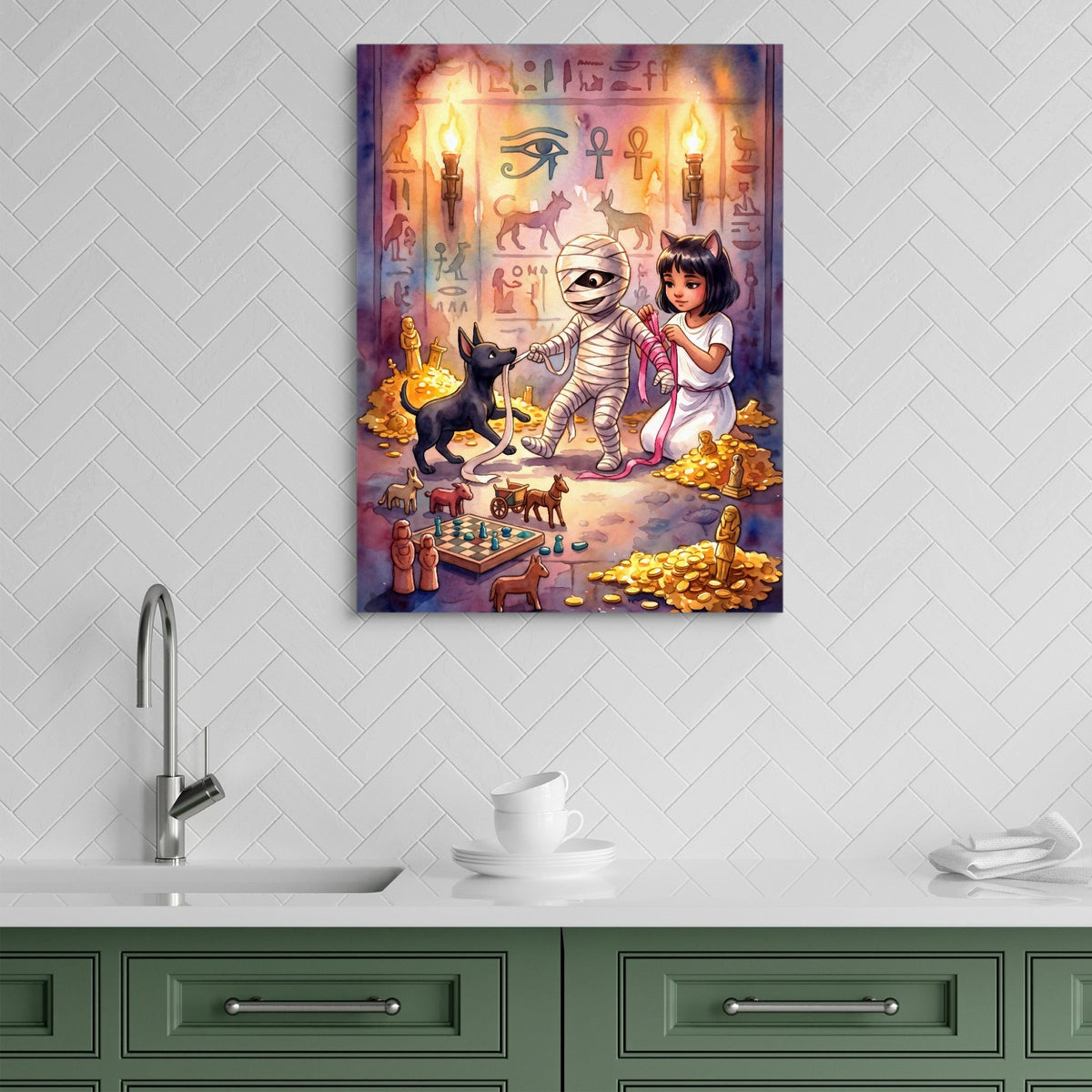 Mummy's Playful Bandages - Luxury Wall Art