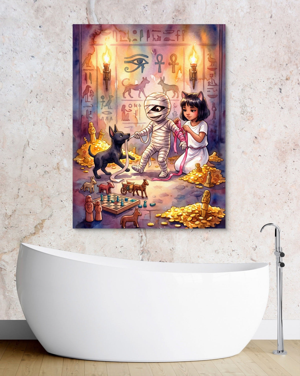 Mummy's Playful Bandages - Luxury Wall Art