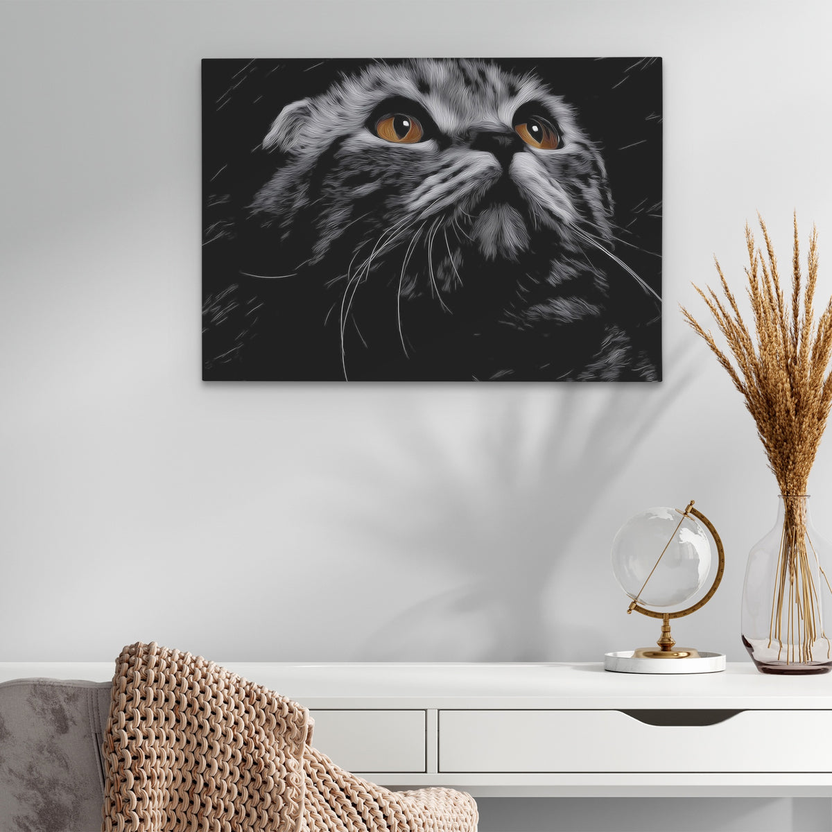 Munchkin Cat Luminous Eyes — Munchkin Cat Luminous Eyes White Office Glass land 287