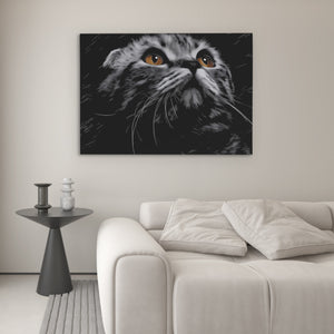 Munchkin Cat Luminous Eyes — Munchkin Cat Luminous Eyes Luxury White Couch 187