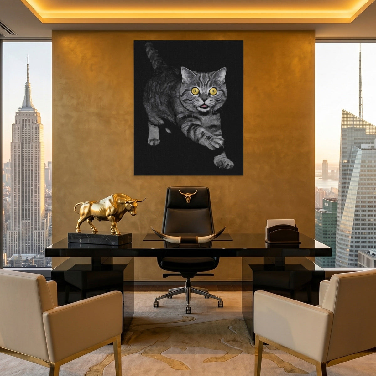 Munchkin Cat Prowling canvas wall art, room view