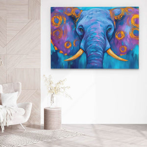 Mystical Elephant - Blue Canvas Wall Art
