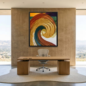Natural Pigment Swirl canvas wall art, room view