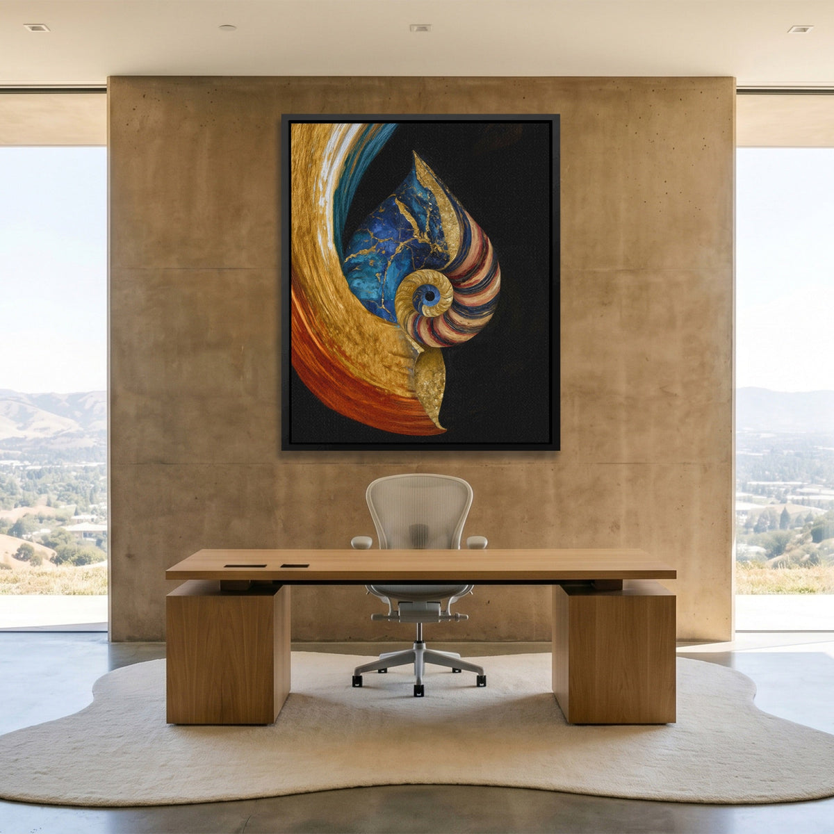 Nautilus Golden Spiral canvas wall art, room view