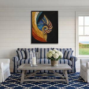 Nautilus Golden Spiral canvas wall art, room view