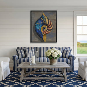 Nautilus Spiral Gold canvas wall art, room view