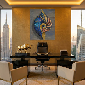 Nautilus Spiral Gold canvas wall art, room view