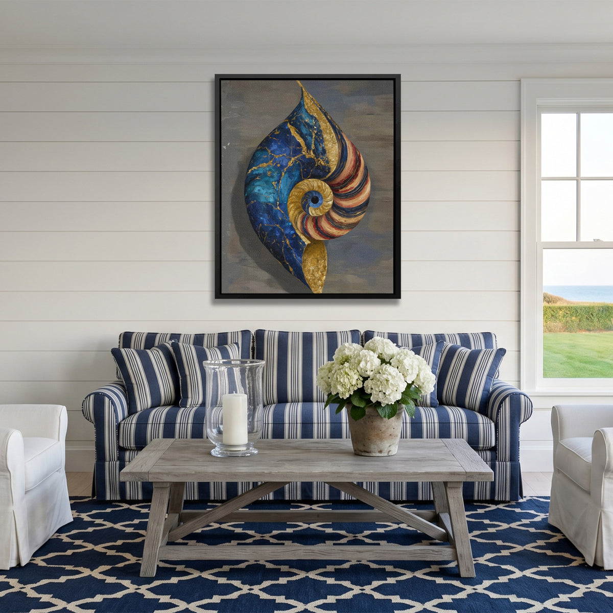 Nautilus Spiral Gold — Nautilus Spiral Gold Striped Couch Port 299