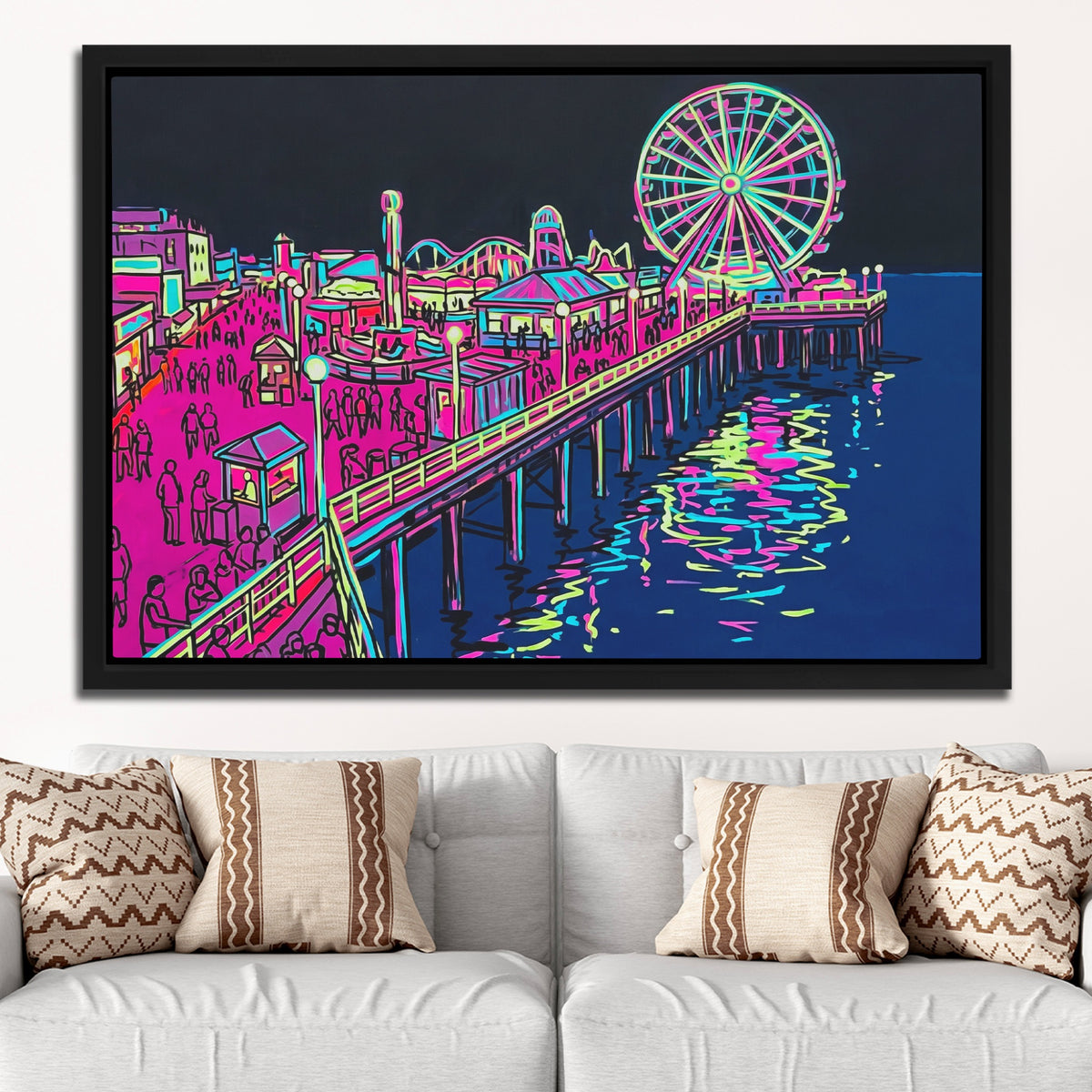 Neon Carnival Night — Neon Carnival Night White Groovy Couch Close 271