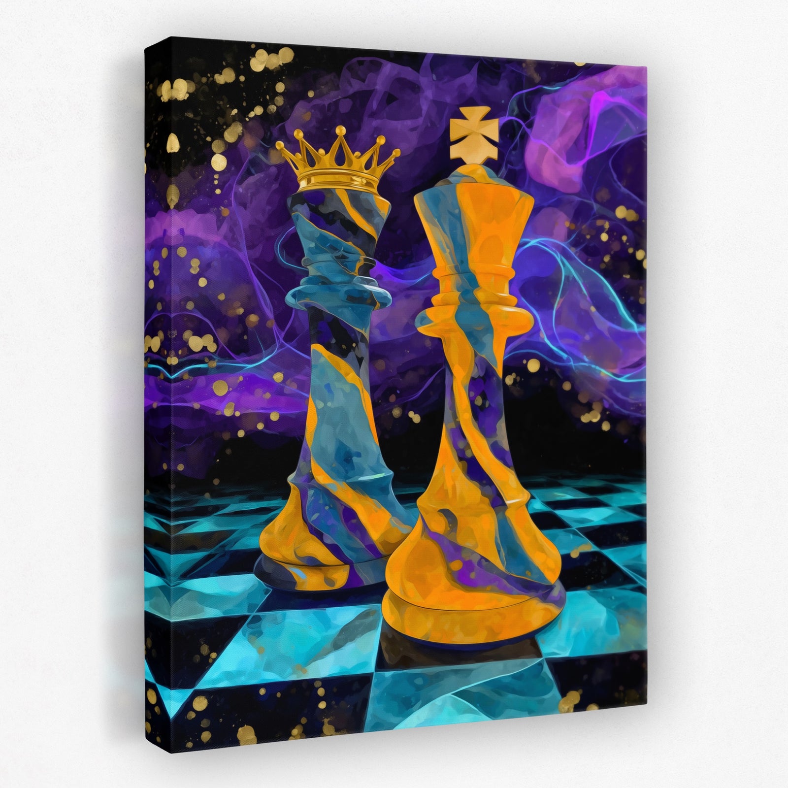 Neon Chess Royalty canvas wall art
