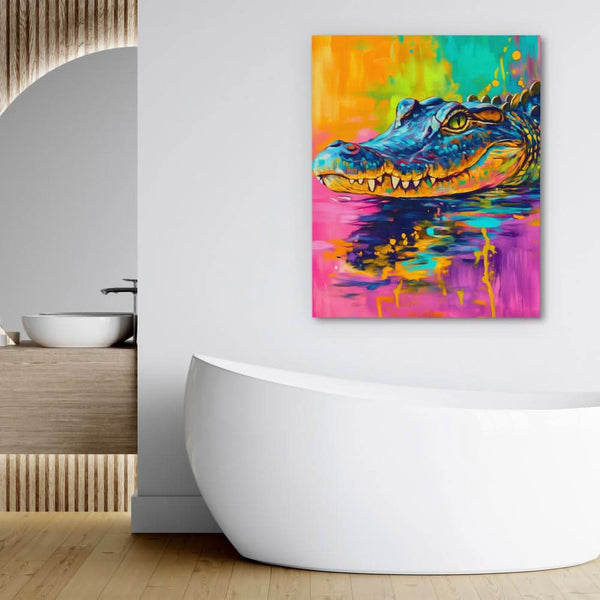 Neon Croc in a room