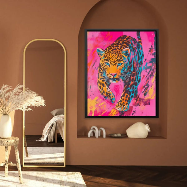 Neon Leopard Power | Luxury Colorful Abstract Cat Art