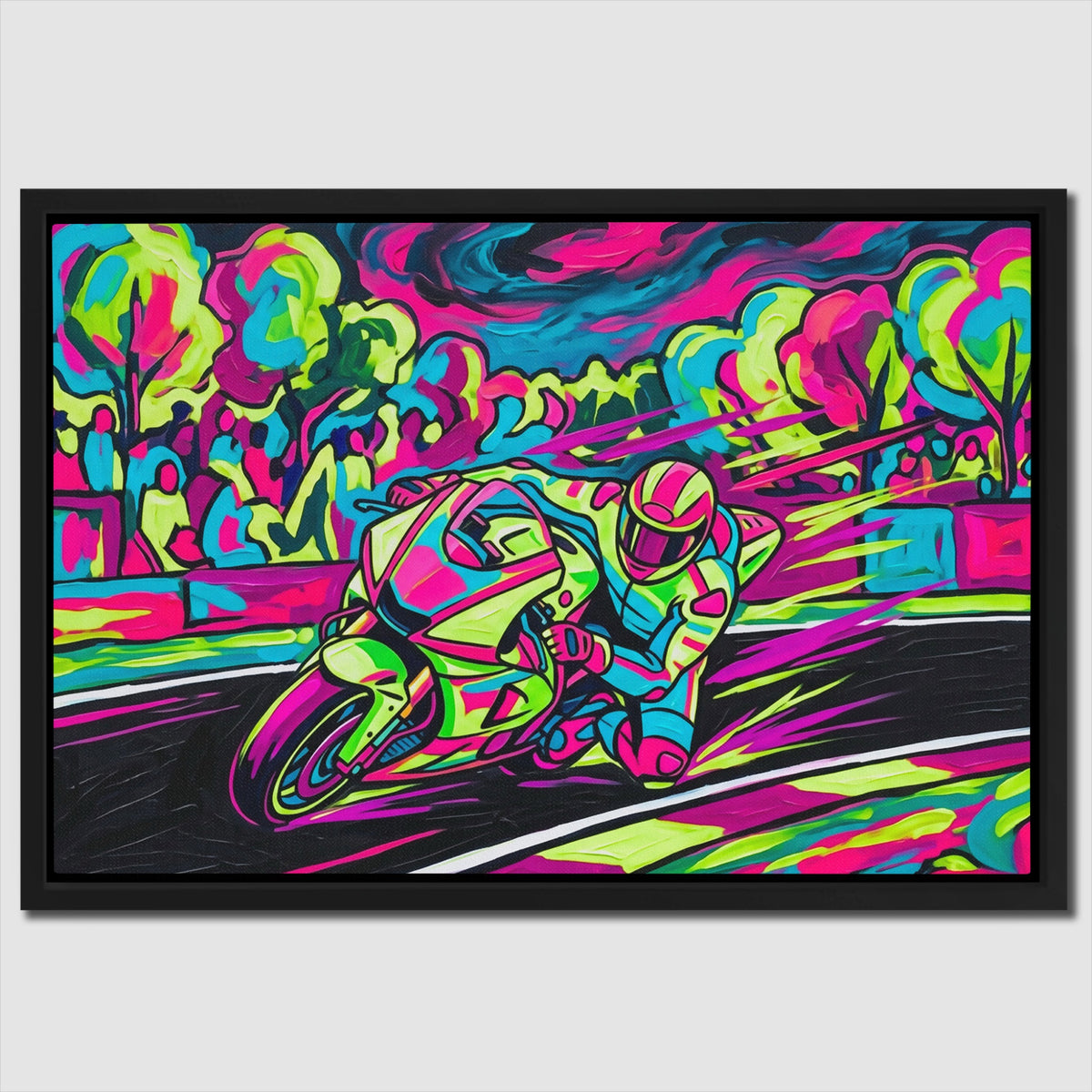 Neon Motorcycle Rush — Neon Motorcycle Rush Close Up Landscape 113