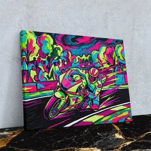 Neon Motorcycle Rush — Neon Motorcycle Rush Against Wall4x5 Reflect 13