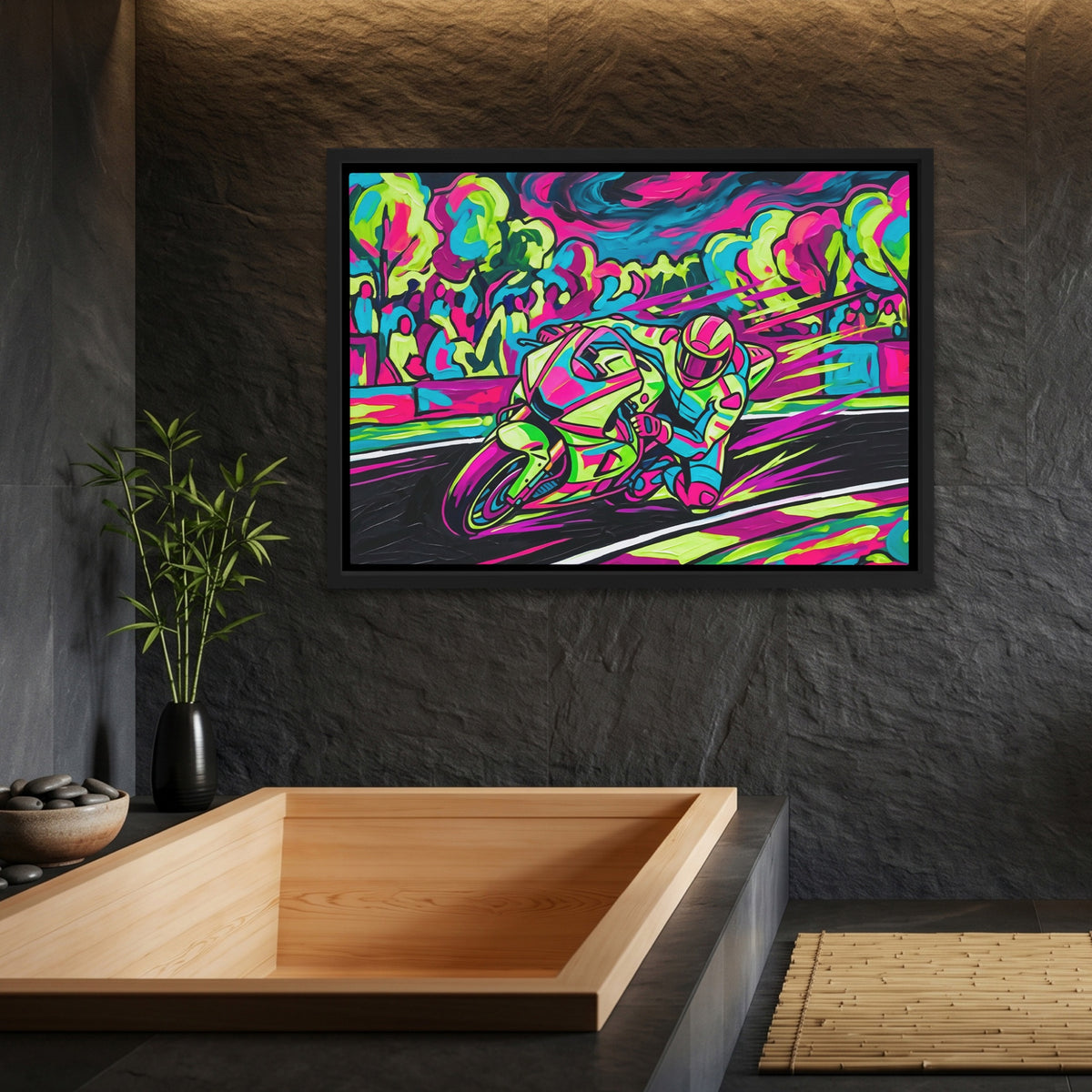 Neon Motorcycle Rush — Neon Motorcycle Rush Bamboo Bathroom Land 33